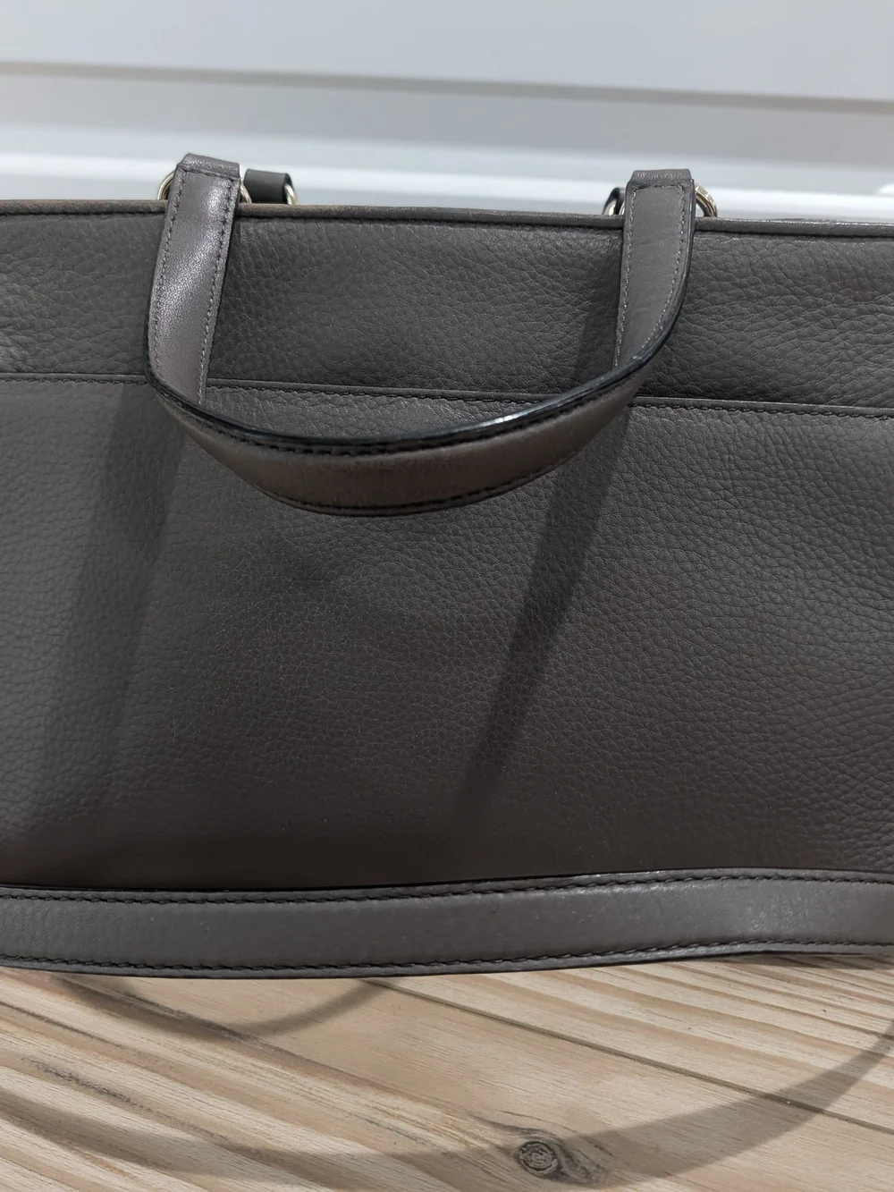 kate spade Taupe Leather & Snake-Print Trim Tote